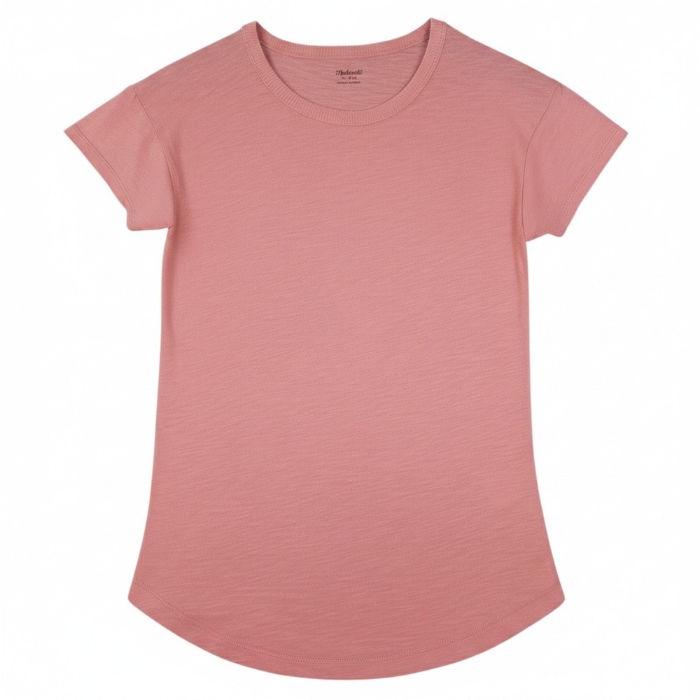 Madewell Whisper Crew Neck Shirt Womens XXS Faded Tulip Pink Slub Cotton Tee Top